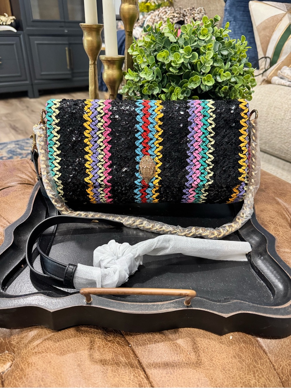 Kurt Geiger London Long Kensington Multicolor Stripe Shoulder Bag